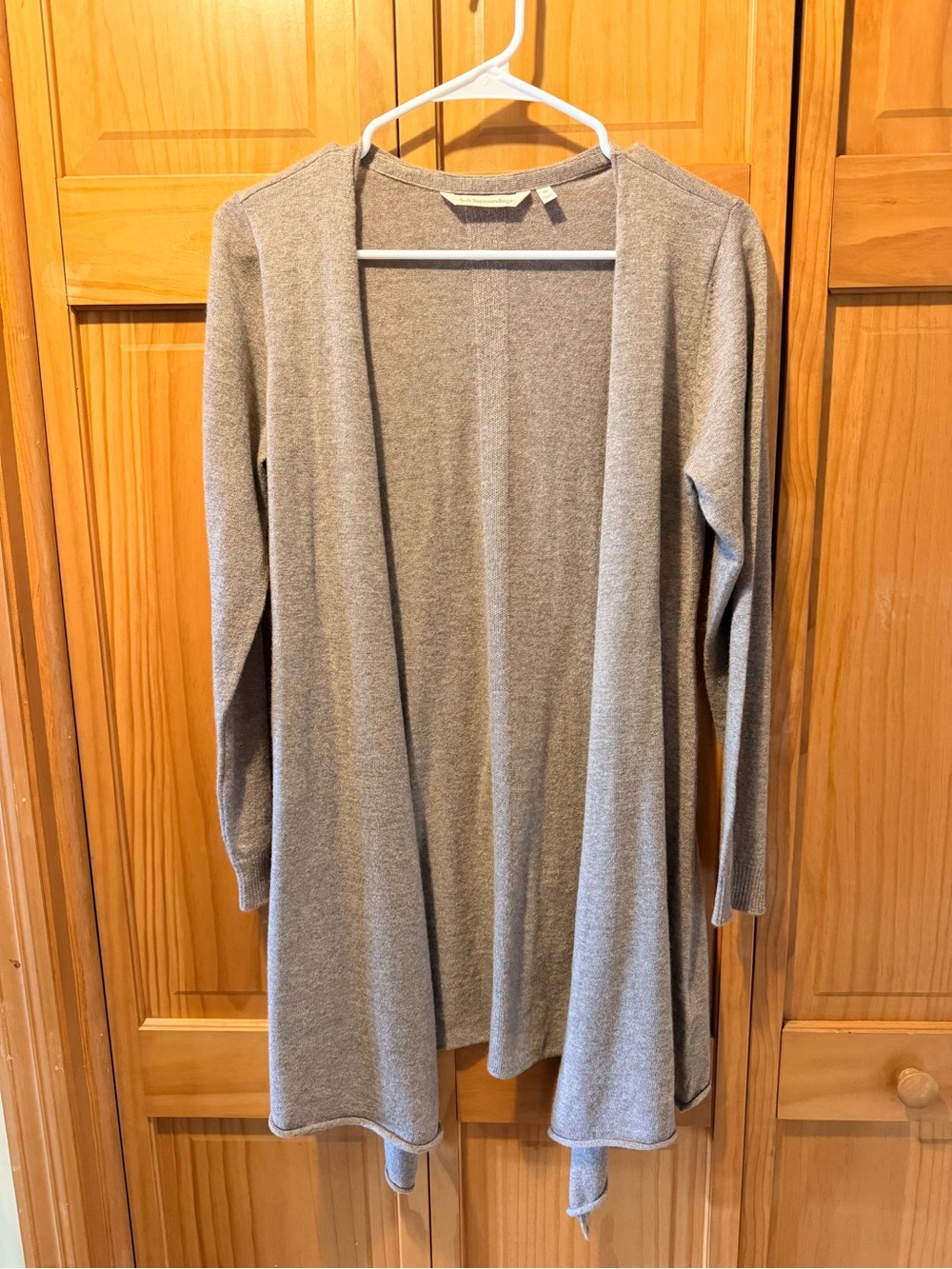 Soft Surroundings Light beige cashmere Open-Front Drape Cardigan